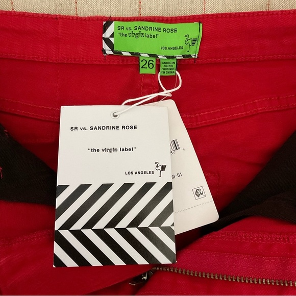 Sandrine Rose FREE PEOPLE Skinny Jeans Blood Red Cotton & Elastane Denim Sz 26 - Picture 7 of 8